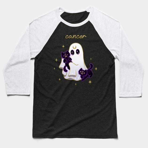 Cancer Cat Ghost with Cancer Baseball T-Shirt by moonstruck crystals